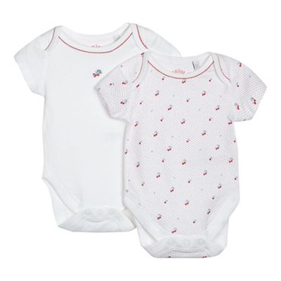 Pack of two baby girls' white cherry print bodysuits